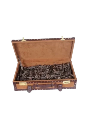 BROWN LEATHER BRIEFCASE WITH OUDH STICKS